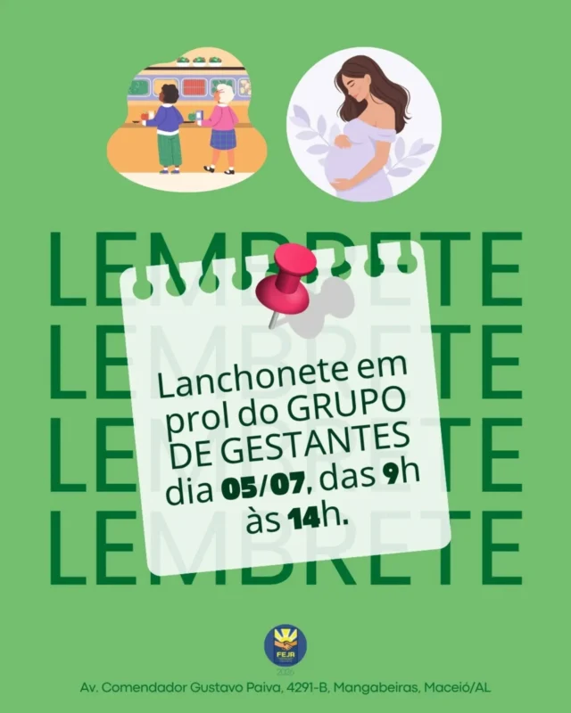 🍩🥫🥮🥪 Venha lanchar com a gente e ainda ajudar o nosso Grupo de Gestantes!
Te esperamos na entrada do Lar São Domingos, AMANHÃ 05/07, ds 9h às 14h! Beijos 😙
